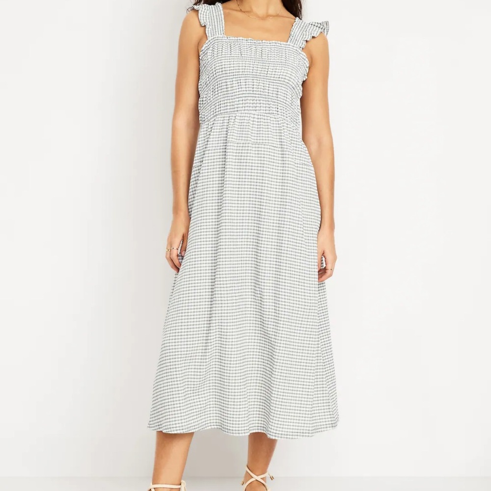 Old Navy Black and White Checkered Midi Dress